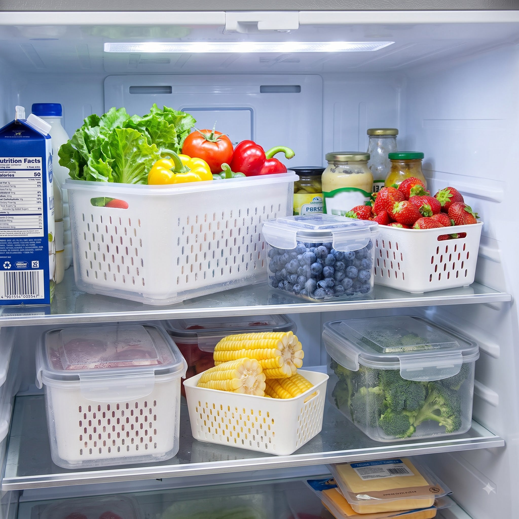 Fridge Storage Containers – Pack of 2 | Refrigerator Organize