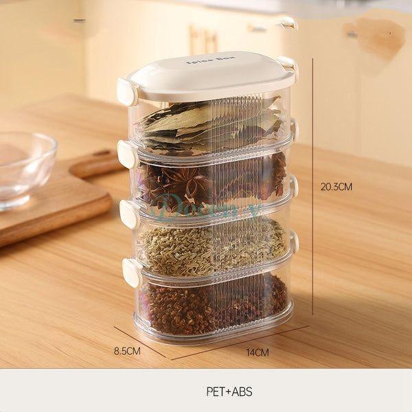 4-Layer Transparent Spice Storage Organizer | Kitchen Masala Boxes